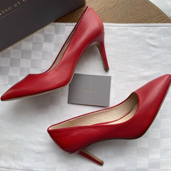 Louise et Cie Hanabeth Vespa Red Leather Pointed Toe Pumps - Picture 9 of 15